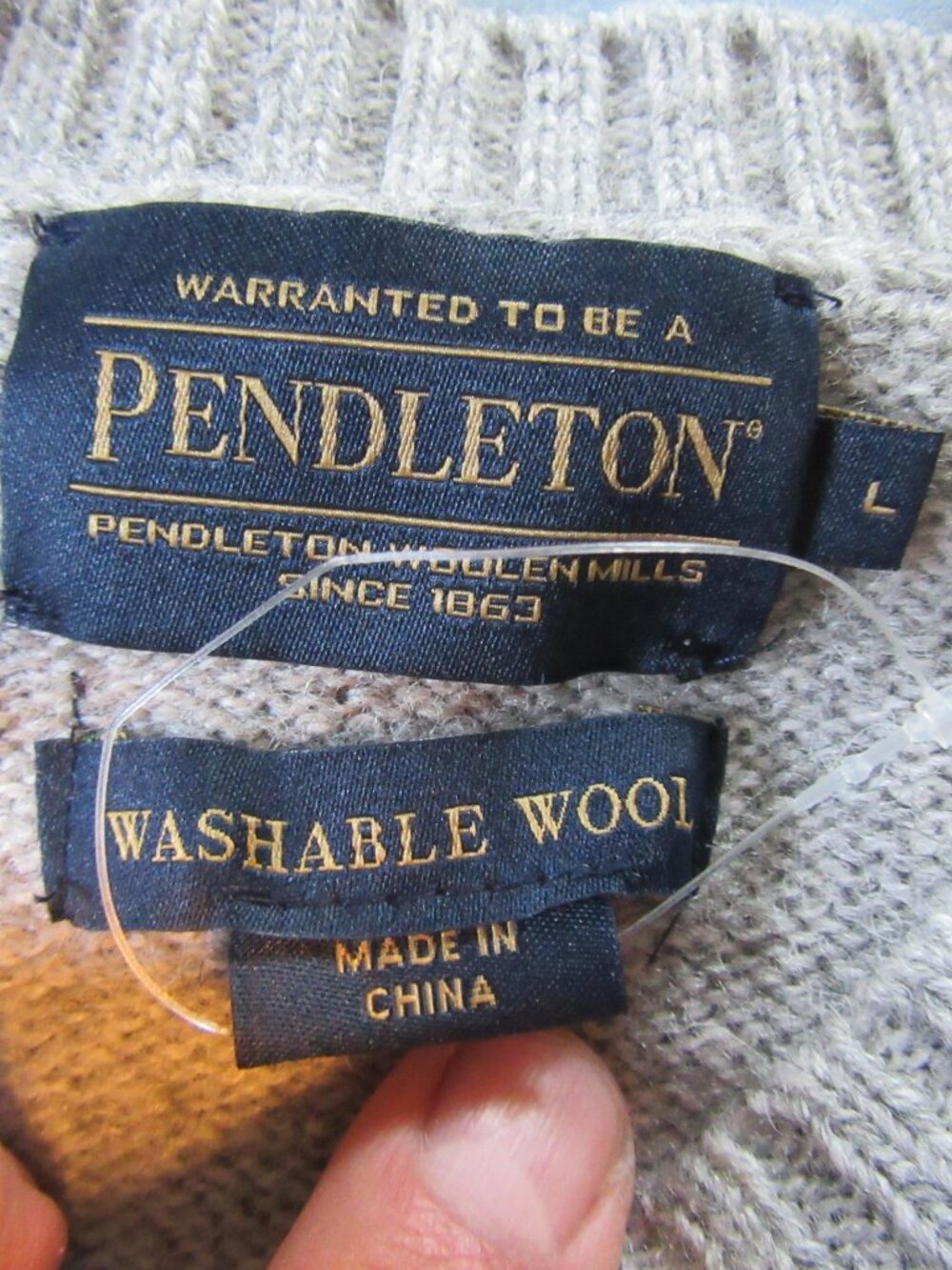 Mens Pendleton Washable Wool Fisherman Sweaters Lot of 2 Sz L Gray - Picture 4 of 7